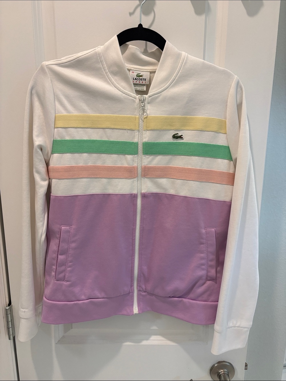 Lacoste Pastel Stripe Zip Jacket - White, Yellow, Green, Pink, Lavender